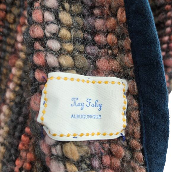 HANDMADE MULTI-COLOR BOHO WEAVED BUTTON FRONT LONG SLEEVE CARDIGAN SWEATER - Picture 3 of 4